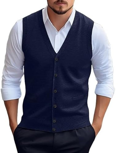 Canotta Senza Maniche Lavorata A Maglia Da Uomo, Maglione Da Uomo In Maglia, Gilet In Misto Lana Spessa, Cardigan Senza Maniche con Bottoni, Gilet con Scollo A V, Maglione Da Lavoro Occidentale, Mag