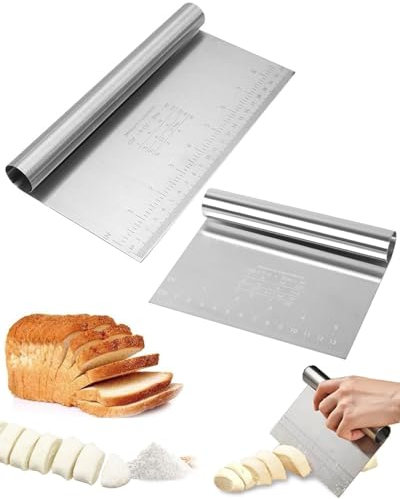 ZEXIJOW 2 Taglia Diverse dimensioni Impasto Con Scala Graduata In Acciaio Inox, Raschietto Per Pasta,tarocco Per Impasti Multiuso,Spatola/tagliapasta Per Torte, Pizza, Torte, Dough, Utensili Da Forno