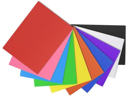 ODETOJOY Lot de 10 feuilles de carton ondulé multicolores pour loisirs | Feuilles ondulées multicolores, format A4, 21 x 30,12 cm, carton rigide léger pour différents projets d'artisanat faits à la