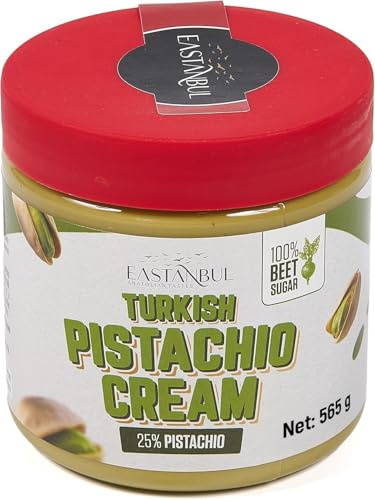 Eastanbul Pistachio Cream, Pistachio Butter,%25 Turkish Pistachio, 565g | Turkish Pistachio Cream for Dubai Chocolate Bar Kit, Pistachio Paste for Dubai Chocolate Bar, Crema de Pistacho, No Palm Oil