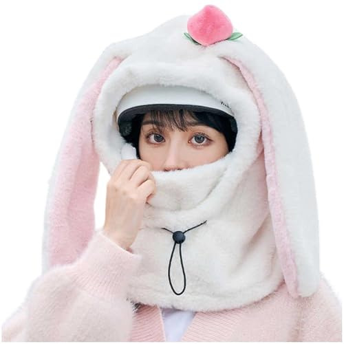 Zghhc Couvre-Casque De Ski, Masque De Ski À Capuche en Forme De Lapin Mignon pour Femmes Hommes, Masque Coupe-Vent À Capuche pour Sports D'extérieur Chaud d'hiver pour Le Cou Le Visage
