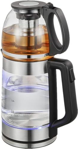 Elektrisk tekanna – turkisk tekanna i glas, 2 nivåer samovar stil, självfiltrerande design, idealisk varmvattenberedare för spishäll för tebryggning