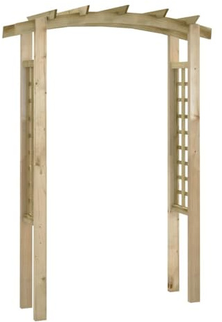 Trädgårdsbåge i trä, 150 x 60 x 210 cm, grönimpregnerad, växtstöd för klätterväxter som rosor, clematis, murgröna, vinranka, dekorativ lövgång för trädgård, balkong, terrass, väg, säng