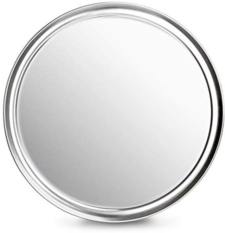 New Star Foodservice Restaurant-Grade Aluminum Pizza Pan, Baking Tray, Wide Rim, 16 Inch