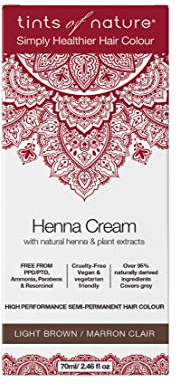 Tints of Nature Light Brown Semi-Permanent Henna Cream Hair Colour, Ammonia-Free and 95% Natural, 70ml
