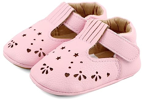 LACOFIA Zapatillas Antideslizantes para bebé niña Zapato Primeros Pasos de Cuero Suave de PU para bebé Rosa 3-6 Meses