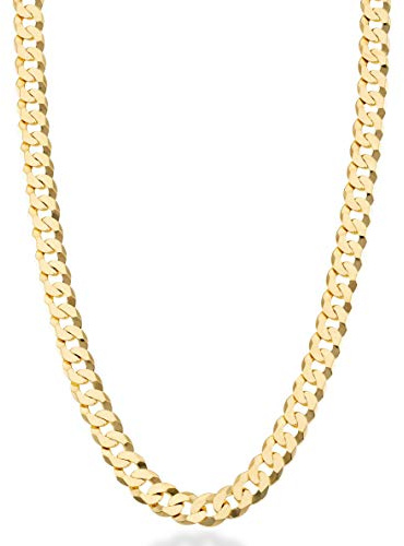 Miabella Italian 18K Gold Plated 925 Sterling Silver 7mm Cuban Link Curb Chain Necklace for Men Women, Made in Italy (Length 22 Inches)