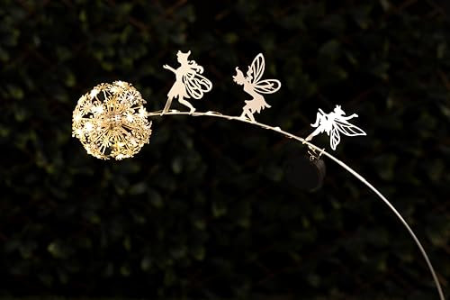 Garden Mile Solar Lantern Garden Decorations Outdoor - Flower Silhouette Bronze Multi-coloured/white Led 27cm Decorative Damasque Waterproof Metal Solar Lights (Dandelion Fairy Stake)