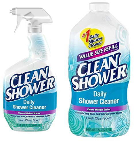 Clean Shower, Daily Shower Cleaner - No Scrub Bundle Pack [32oz. Spray Bottle & 60oz. Refill Bottle]
