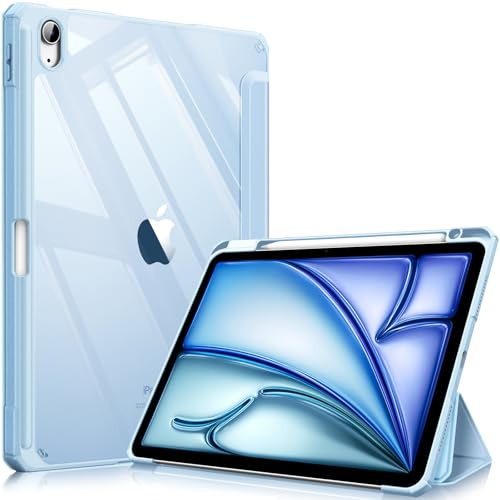 Fintie Funda para iPad Air 11 Pulgadas 2026 M4 / 2025 M3 / 2024 M2 | y iPad Air 5a/4a Gen 10.9 (2022/2020)-Carcasa Trasera Híbrida Delgada Antichoque,Soporte Lápiz, Azul Claro