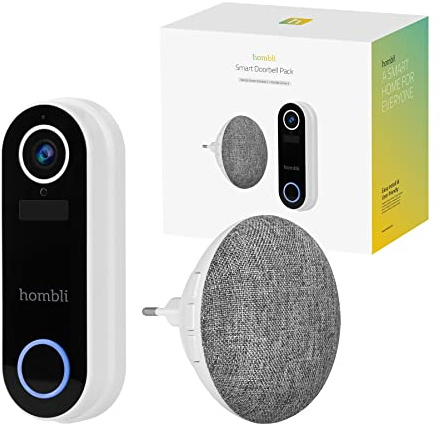 Hombli Smart Funk Türklingel mit Chime 2, Gegensprechfunktion, HD-Video-Kamera 140° 1080p, WLAN, Bewegungserkennung, MicroSD, Nachtsicht - Weiß