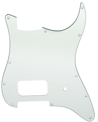 Musiclily Pro 11 Holes ST Strat Uncovered One Humbucker Guitar Pickguard Scratch Plate for American/Mexican Fender Tom Delonge Stratocaster Electric Guitar, 3ply Aged White