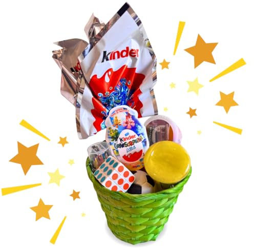 Cesto Pasquale Per Bambini a Sorpresa Unisex - 1 Mini Uovo di Pasqua Kinder da 41 gr + Gadget a Sorpresa - Regalo Pasqua 2025