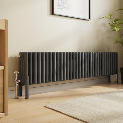 NRG Traditional 4 Column Horizontal Radiator 300x1460mm Anthracite Central Heating Radiators