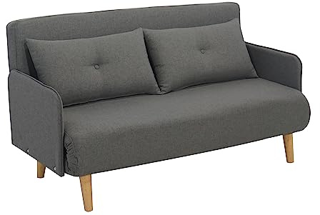 ITALFROM - Sofá cama de 2 plazas (150 x 73 x 81 cm) - Sofá cama de matrimonio escamoteable - Dos plazas - Estructura sólida de acero con acolchado cómodo - Color gris