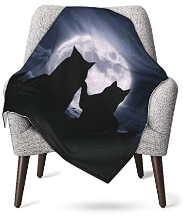Babydecke mit Katzen-Liebesmond-Silhouette, weich, warm, für Kinderbett, Kinderwagen und Kleinkinder, Neugeborene, 76,2 x 101,6 cm
