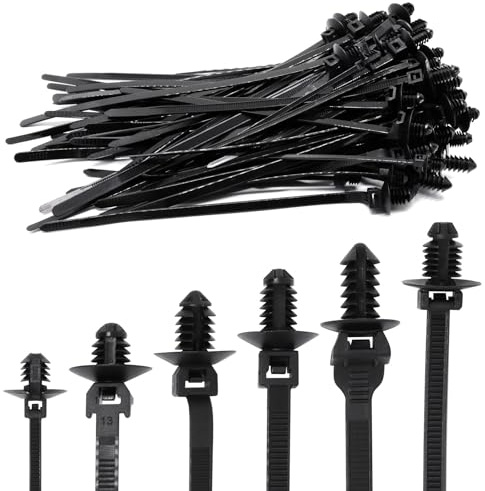 SWZHAI 60 bridas de montaje a presión, bridas de nailon para montaje en coche, bridas de cable de montaje a presión, bridas negras de montaje a presión, bridas de cremallera automotrices, clips de