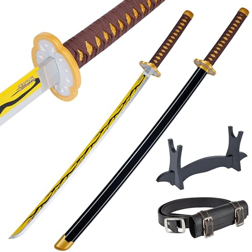 57 SPECIAL REPLICAS - Katana Demon Slayer bambù - Katana di Legno Decorativo - Cosplay Anime Demon Slayer Catana - Spada Katana Bambou - Zenitsu Agatsuma - 105 cm