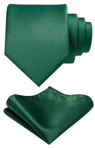 RBOCOTT Emerald Green Tie and Pocket Square Necktie Set for Men(29)