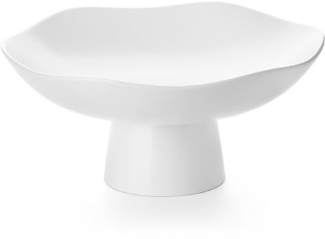 Nucookery Ceramic Fruit Bowl for Kitchen Counter, Modern Fruit and Bread Basket Stand,10 inch Large Decorative Bowl for Home Kitchen Decor, Fruit & Vegetables Holder Storage, Matte White