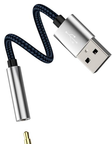 Adaptador USB a AUX para auriculares, cable de audio para iPhone, Android, PC, teléfono móvil, 3,5 mm, micrófono jack para coche, cable de sonido DAC cable USB-A para Apple iPad Mini Car Music