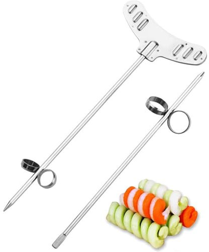 ASIAD Stainless Steel Fruit Vegetable Spiral Twist Knife Spiral Knife Turning Manual Spiral Carving Cutter Vegetable Fruit Spiral Twist Knife,Silver