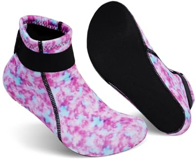 Gogokids Calcetines de Neopreno 3 mm para Niños - Antideslizantes con Cierre de Velcro - para Buceo, Surf, Voleibol de Playa - Rosa