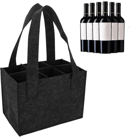 LMSAWK Flaskhållare fack vin presentask, tjock flaska shoppingväska, för ölflaskor, vinflaska, dryckesväska, mörkgrå, 6 Flaska Grå, Väskorganiserare