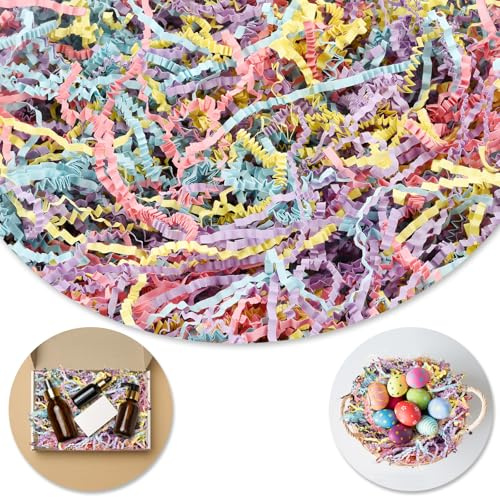 Darfukei strimlat papper för presentkorgar, 23 kg (8 oz) skrynkligt pappersfyllning, färgglatt skrynkligt papper, strimlat klippt papper för födelsedagar, bröllop, lådor väskor, korgfyllning, årsdagar