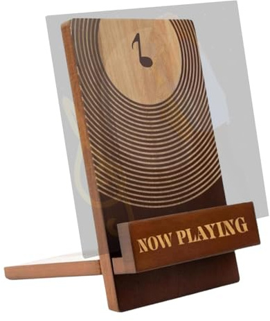 Now Playing - Soporte para discos de vinilo, soporte de madera para exhibición y almacenamiento de álbumes de vinilo, soporte de colección de discos de vinilo compatible con todos los y LPs