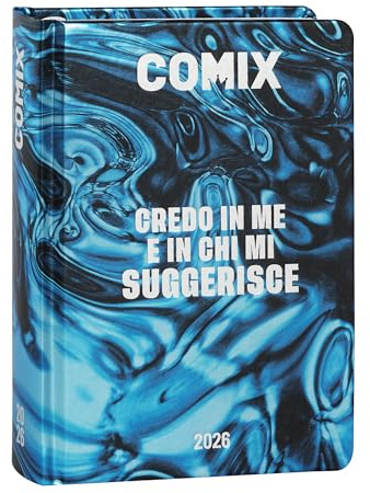 COMIX - Daglig dagbok 16 månader, skoldagbok 2025–2026, med hårt skal, perfekt för mellanstadiet och högskolan, 13 x 17,8 cm, metall