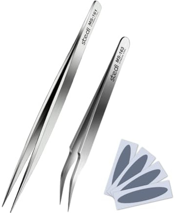 stedi Set di 2 pinzette di precisione ispessite, strumenti per la creazione di modelli, strumenti per hobby, pinzette in acciaio inox di alta qualità per Gundam, modello militare in scala, parti in