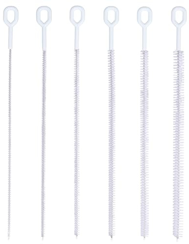 6pz Spazzola per Pulire Cannuccia, 32cm Spazzola Paglia Extra Lunga Riutilizzabile Scovolino Flessibile Straw Cleaner Brush per Cannucce in Metallo Silicone Plastica Vetro Tubi (Bianco)