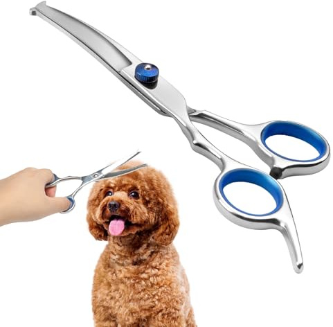 Arvoni Curvas para Perros, Tijeras de Peluquería Canina Profesional para Perros y Gatos, Tijeras Curvas con Punta Redonda de Seguridad, Acero Inoxidable para Corte de Pelo en Cuerpo, Cara y Patas