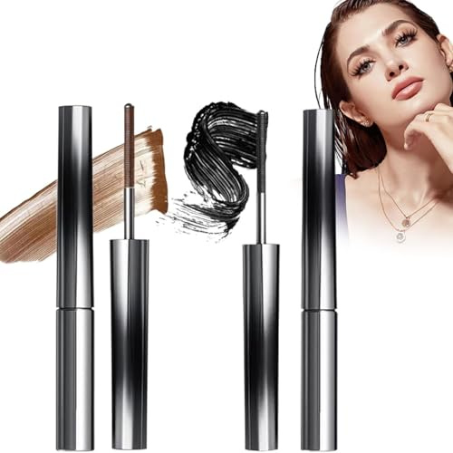 Faccelove's Ironeye Mascara, Iron Eye Mascara Facelove, 3D Curling Eyelash Irons, Iron Wand Mascaras, Ironeye Verlängernde & Pflegende, Waterproof, Long-Lasting And Smudge-Free (Braun+Schwarz)