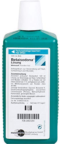 Betaisodona® Lösung 500 ml – Antiseptikum mit 11% Povidon-Iod zur großflächigen Wund- & Schleimhautdesinfektion – für Klinik, Pflege oder Heimgebrauch – auch zum Spülen geeignet