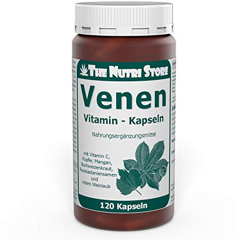 The Nutri Store - Venen Vitamin Kapseln - 120 Kapseln - Vitamin C, Rosskastanie & Rotes Weinlaub - Kollagenbildung & Bindegewebe - Made in Germany