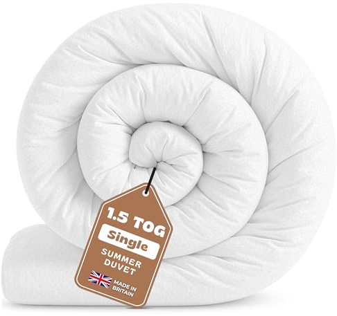 GG GONZALO GRACIA Single Duvet 1.5 Tog | Cool Summer Duvets for Hot Nights | Made in UK Quilt | Anti-Allergy, Breathable & Hollowfibre Filling Duvets (Single, 135x200 cm)
