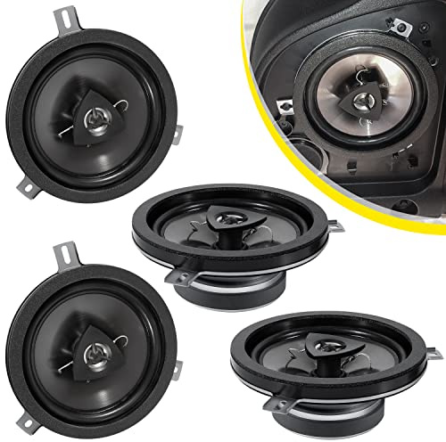 4 Pack Speaker Upgrade For 2007-2018 Jeep Wrangler JK JKU & Grand Cherokee, Commander, Liberty, Dodge Challenger, Durango, Dakota, Nitro, Chrysler 6.5 Inch 2-Way Car Audio Speaker Replace OEM 77KICK10