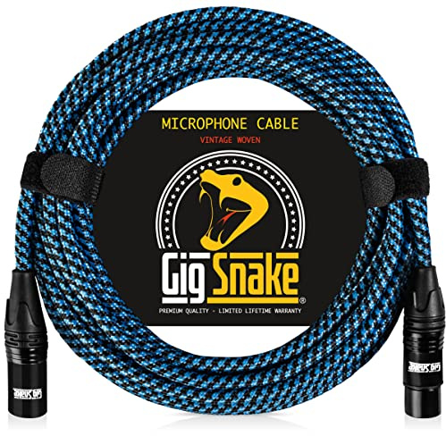 Gig Snake Microphone Cable 25 ft - Blue XLR Male to Female Mic Cable - Professional Studio Quality Microphone Cord and XLR Patch Lead - Reliable Dynamic Low Noise Braided Microphone Wire