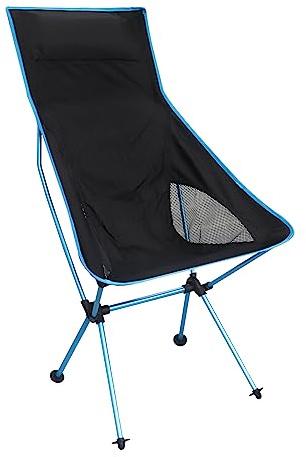Gearific Silla de camping ligera y plegable con respaldo alto, silla de camping al aire libre, portátil, para camping, playa y viajes, con bolsa de transporte compacta (azul)