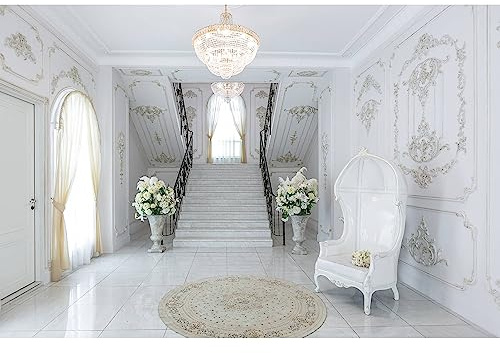 MOONDECO 9x6ft Western Arch Wall Curtain Home Room Photography Backdrop Props Kids Birthday Party Decoration Photo Booth Background Marble Texture Sofa Flowers Ceiling Lamp Home Studio Banner