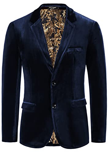 Two Button Men's Suit Velvet Tuxedo Christmas Dinner Jacket XXL Dark Blue 310-2
