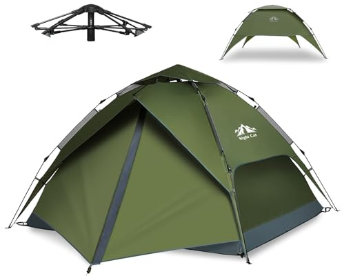 Night Cat Pop Up Zelt 3 4 Personen: Mann Wasserdicht Wurfzelt Atmungsaktiv Einfache Einstellung für Camping Wandern