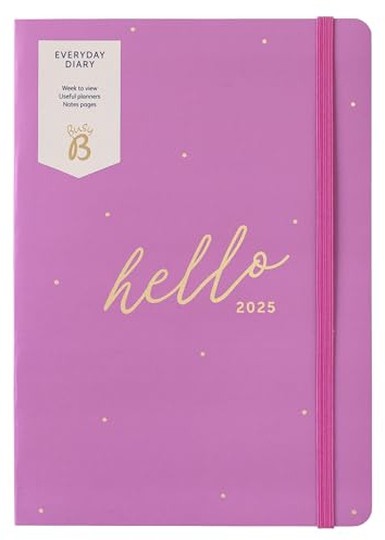 Busy B Everyday A5 Weekly Planner Diary 2025 - Compact Diary for Students, Teachers & Work with a Week-to-View Layout, Useful Planners, Notes Pages & Elastic Closure Band - Fuchsia Planner Jan-Dec