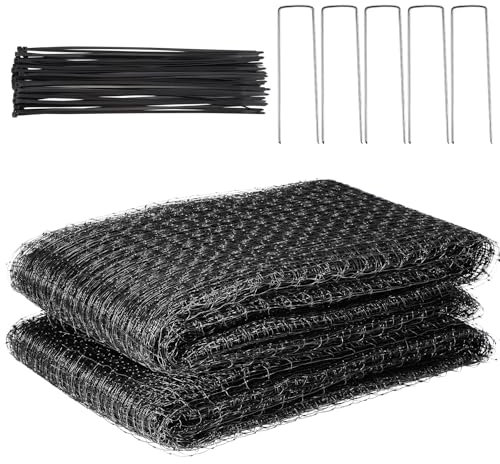 Fippy Rete per uccelli, 2,8 x 30,5 m, per protezione da giardino, resistente, rete per recinzioni di cervi, riutilizzabile, per verdure, piante, alberi da frutto, con 10 picchetti