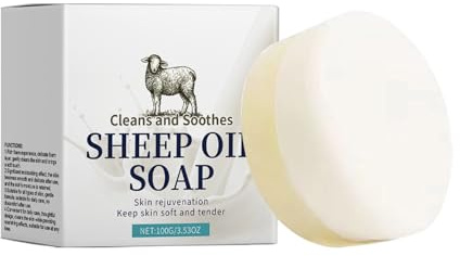 Sheep Fat Moisturizing Soap Refreshing Oil Control Goat Milk Soap Cleansing Bath Removal Face Washing Soap 100G Gst668 (White, 5.7x5.7x3.3CM)