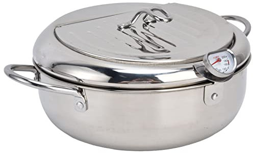 Minifritös med Termometer, 304 Stekpanna i Rostfritt Stål, Förhindrar Oljeläckage, Non-stick, Lämplig för Pommes Frites, Räkor, Säker Att Använda (Fditq8fk27zoet-12)