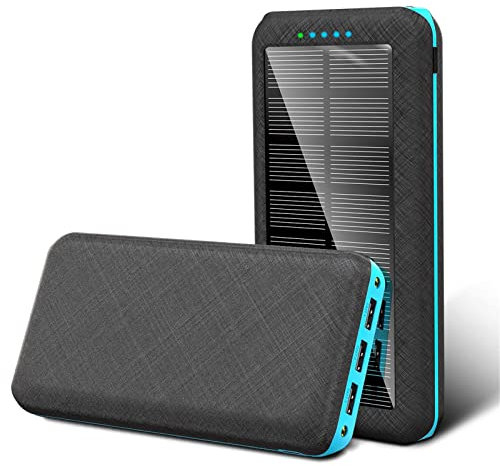 10 W Fast Qi trådlös laddare, 10 000/20 000 Mah solkraftbank PD USB powerbank vattentät powerbank, blå, 10 000 Mha