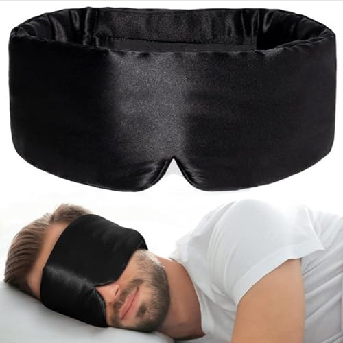 xolear Silkessovmask för personer som sover på sida, mjuk andningsbar 3D ögonmask för män och kvinnor med justerbart elastiskt band, ljusblockerande sovglasögon, lämplig för resor kontor yoga, svart